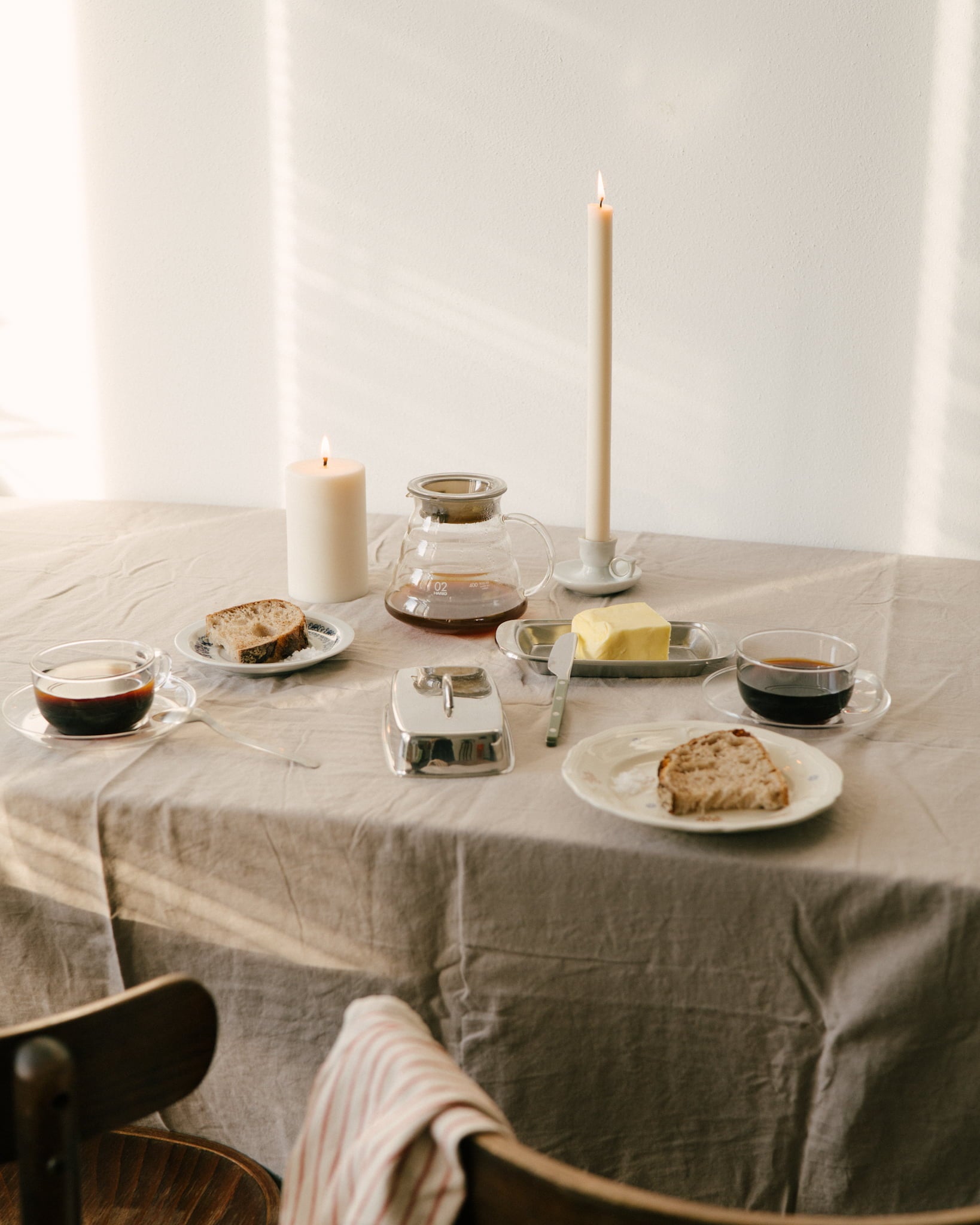 Smooth pillar candles - cream (2 pcs.)