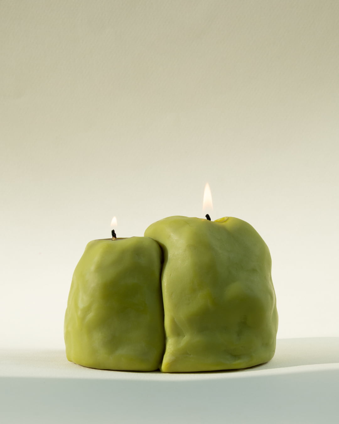 Decorative candle "DUO" - olive green, unscented